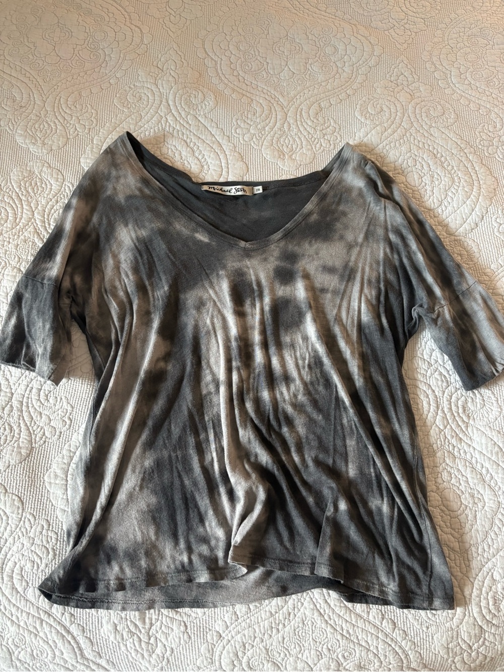 Michael Stars Washed Black & Gray V-Neck Tee